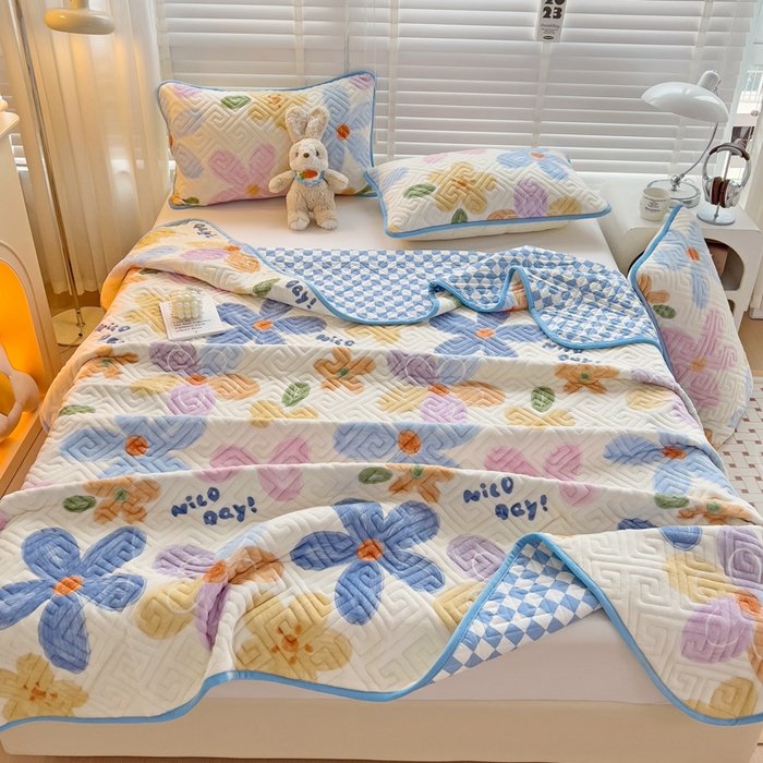 91家纺网 家纺一手货源 找家纺 羽爱 2025新款棉加绒床盖套件 花香