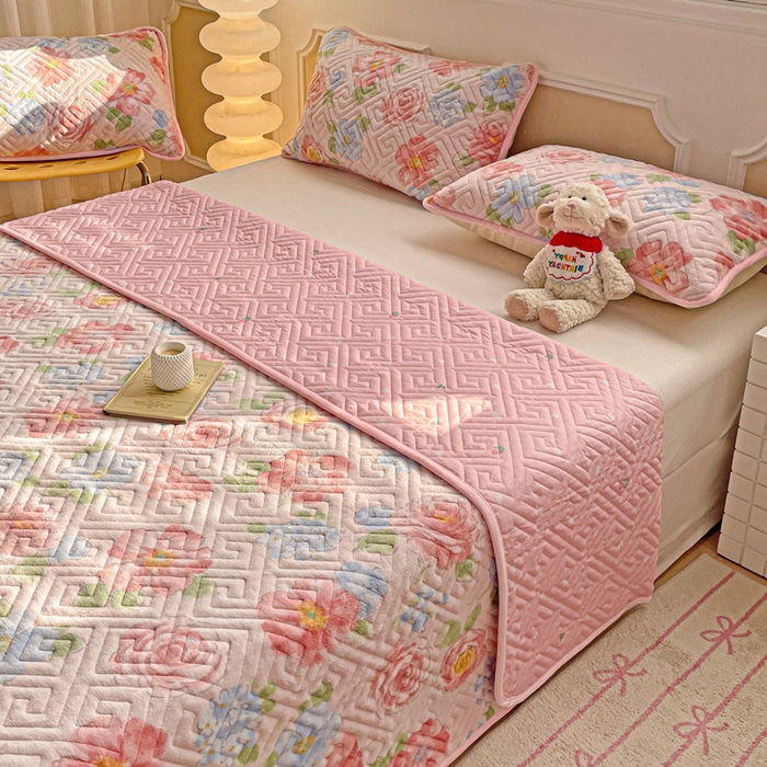 91家纺网 家纺一手货源 找家纺 羽爱 2025新款棉加绒床盖套件 花香四溢