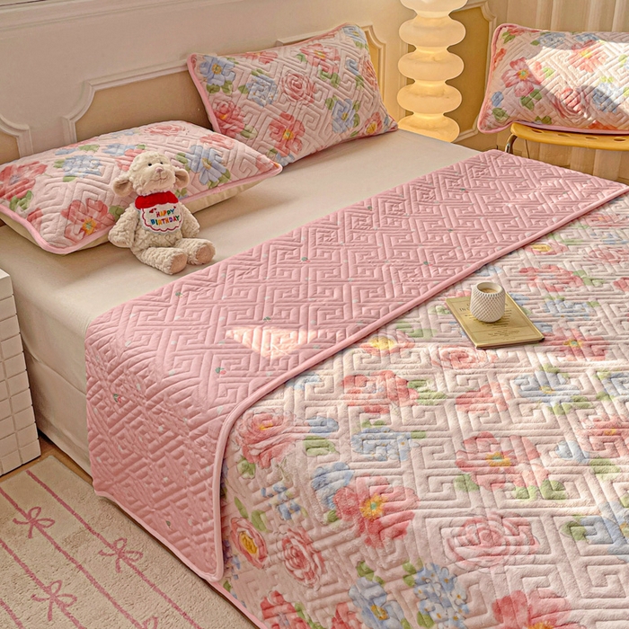 91家纺网 家纺一手货源 找家纺 羽爱 2025新款棉加绒床盖套件 花香四溢