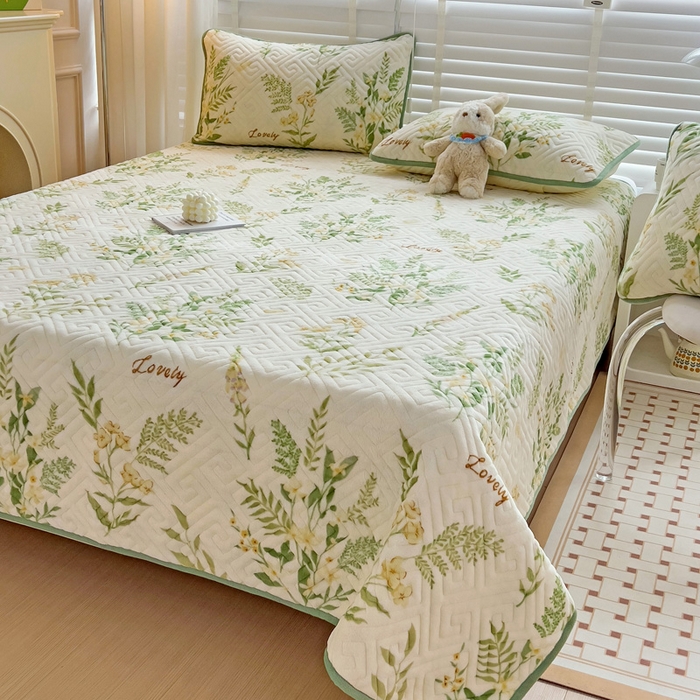 91家纺网 家纺一手货源 找家纺 羽爱 2025新款棉加绒床盖套件 花叶漫舞