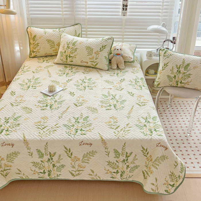 91家纺网 家纺一手货源 找家纺 羽爱 2025新款棉加绒床盖套件 花叶漫舞