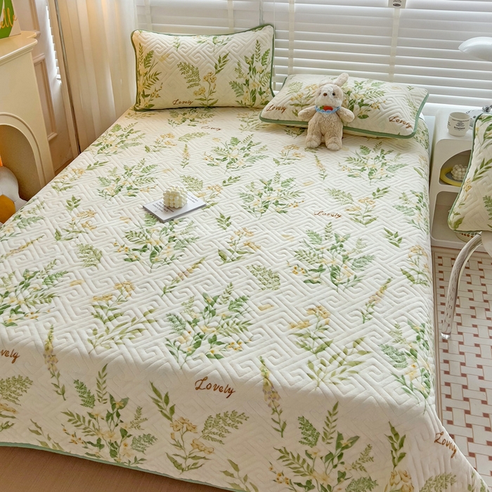 91家纺网 家纺一手货源 找家纺 羽爱 2025新款棉加绒床盖套件 花叶漫舞