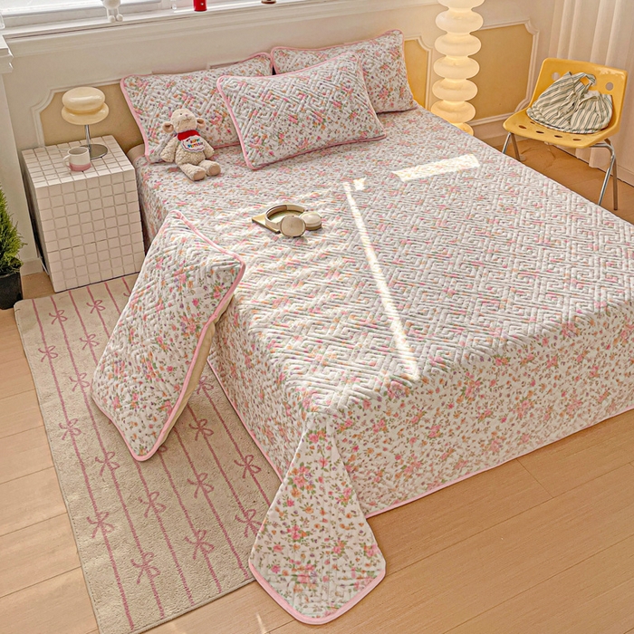 91家纺网 家纺一手货源 找家纺 羽爱 2025新款棉加绒床盖套件 花语柔情