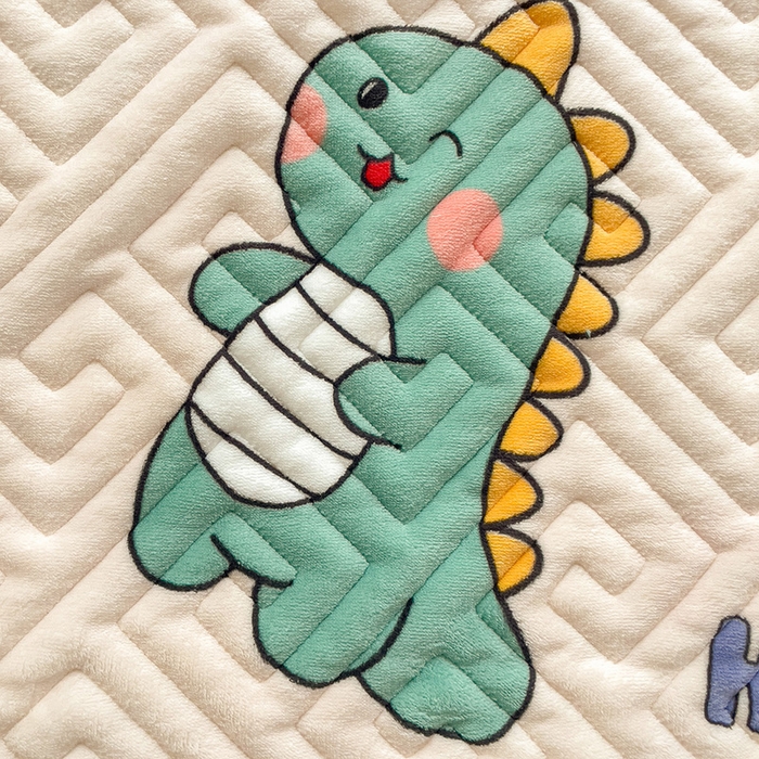 91家纺网 家纺一手货源 找家纺 羽爱 2025新款棉加绒床盖套件 可爱恐龙