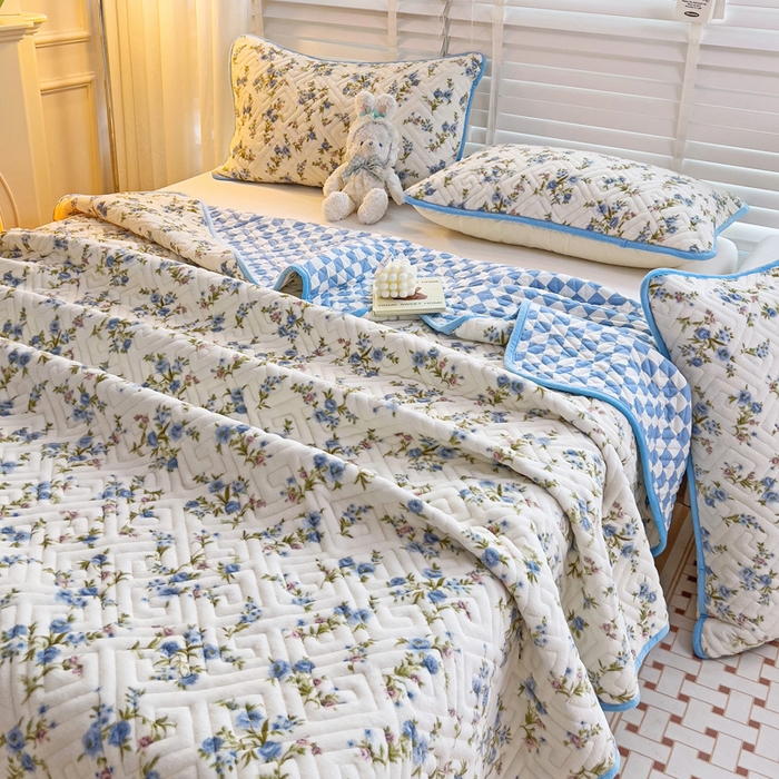 91家纺网 家纺一手货源 找家纺 羽爱 2025新款棉加绒床盖套件 烂漫花影