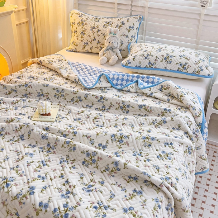 91家纺网 家纺一手货源 找家纺 羽爱 2025新款棉加绒床盖套件 烂漫花影