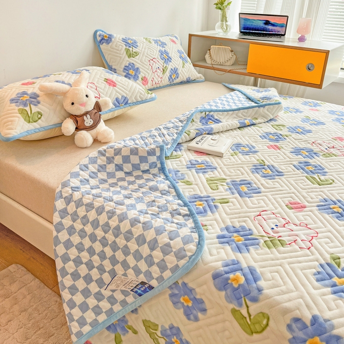 91家纺网 家纺一手货源 找家纺 羽爱 2025新款棉加绒床盖套件 洛可可