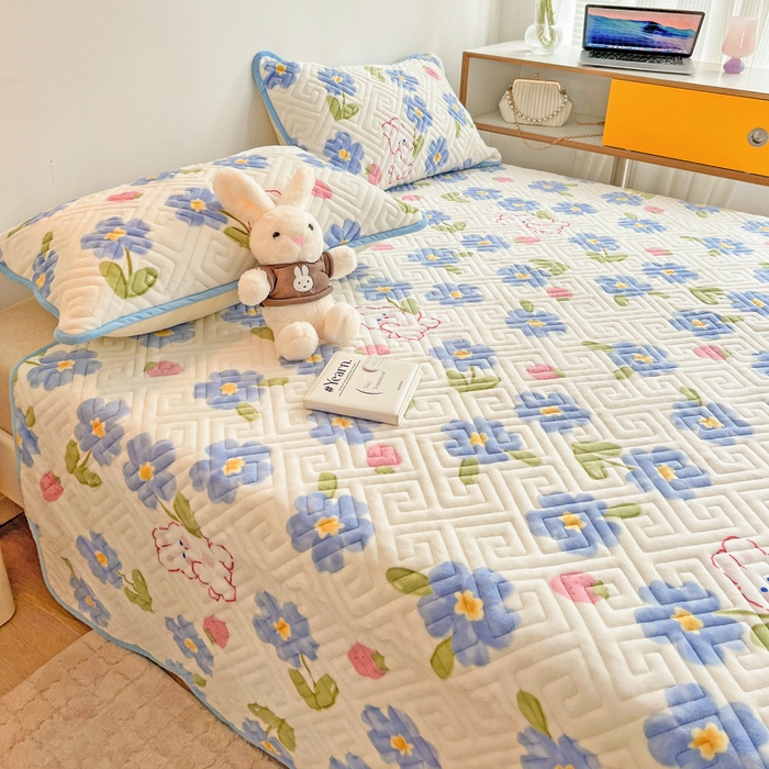 91家纺网 家纺一手货源 找家纺 羽爱 2025新款棉加绒床盖套件 洛可可