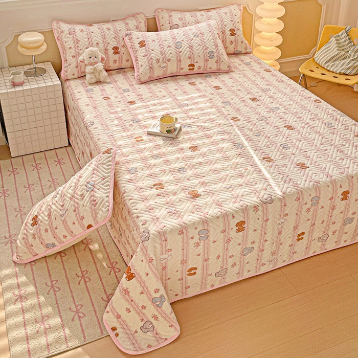 91家纺网 家纺一手货源 找家纺 羽爱 2025新款棉加绒床盖套件 萌宠泰迪