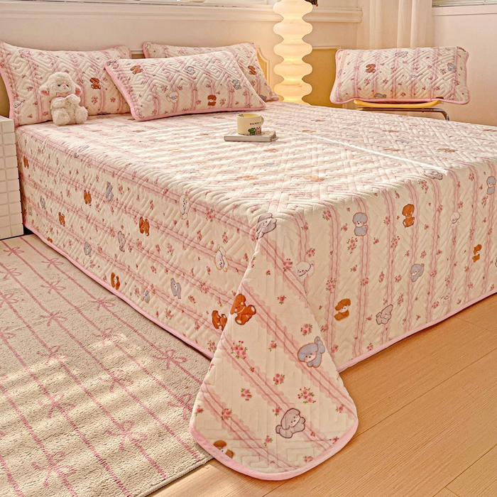 91家纺网 家纺一手货源 找家纺 羽爱 2025新款棉加绒床盖套件 萌宠泰迪