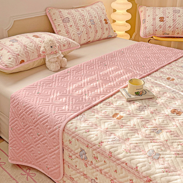 91家纺网 家纺一手货源 找家纺 羽爱 2025新款棉加绒床盖套件 萌宠泰迪