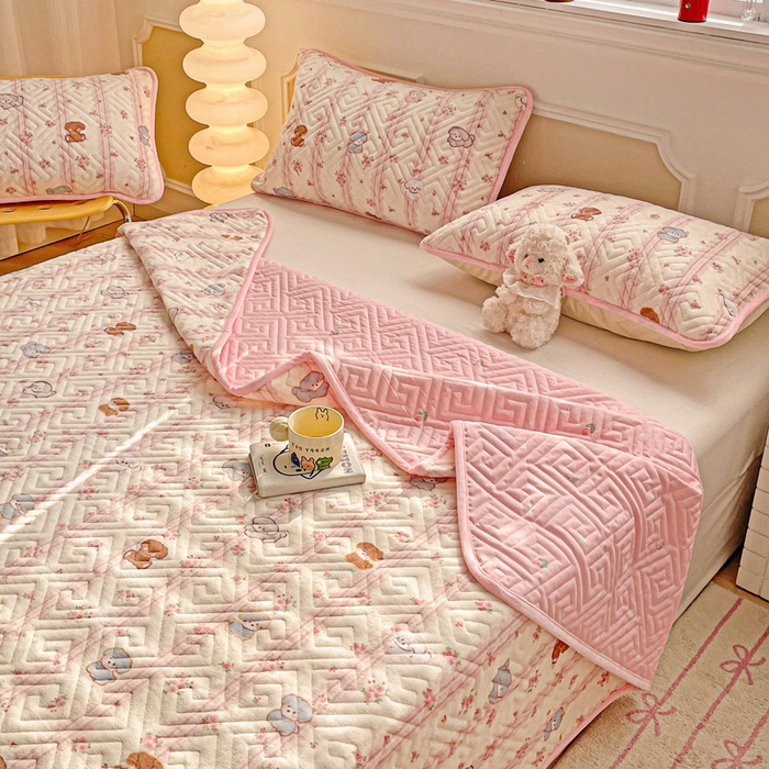 91家纺网 家纺一手货源 找家纺 羽爱 2025新款棉加绒床盖套件 萌宠泰迪