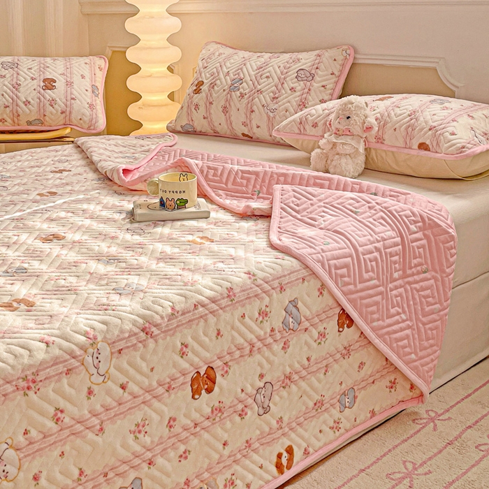 91家纺网 家纺一手货源 找家纺 羽爱 2025新款棉加绒床盖套件 萌宠泰迪