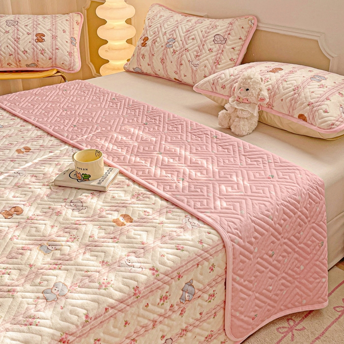 91家纺网 家纺一手货源 找家纺 羽爱 2025新款棉加绒床盖套件 萌宠泰迪