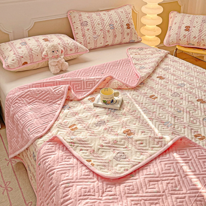 91家纺网 家纺一手货源 找家纺 羽爱 2025新款棉加绒床盖套件 萌宠泰迪