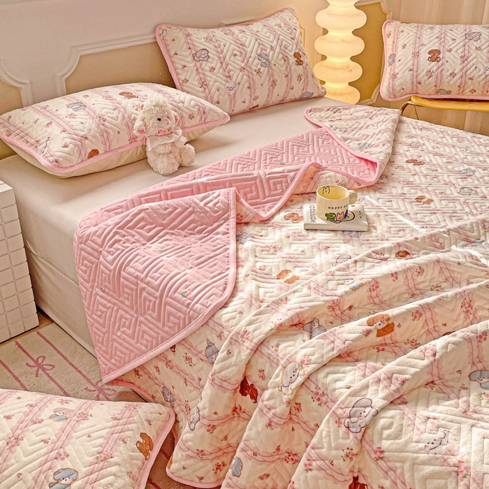 91家纺网 家纺一手货源 找家纺 羽爱 2025新款棉加绒床盖套件 萌宠泰迪