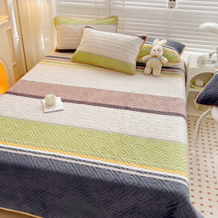 91家纺网 家纺一手货源 找家纺 羽爱 2025新款棉加绒床盖套件 莫兰迪