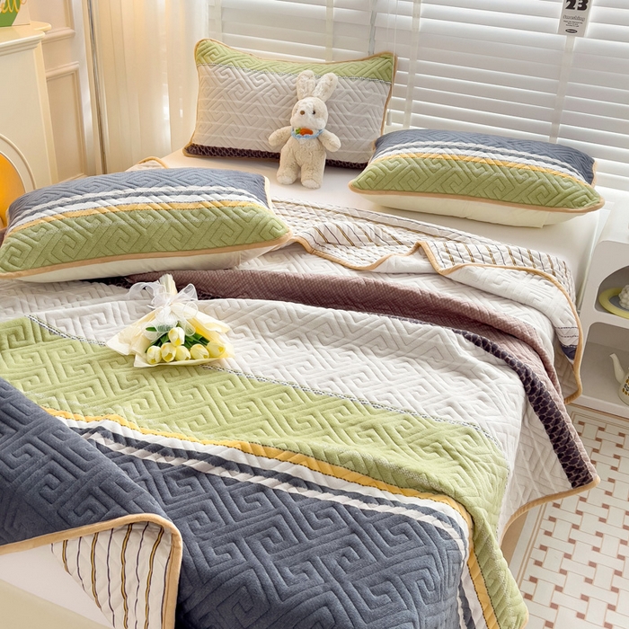 91家纺网 家纺一手货源 找家纺 羽爱 2025新款棉加绒床盖套件 莫兰迪