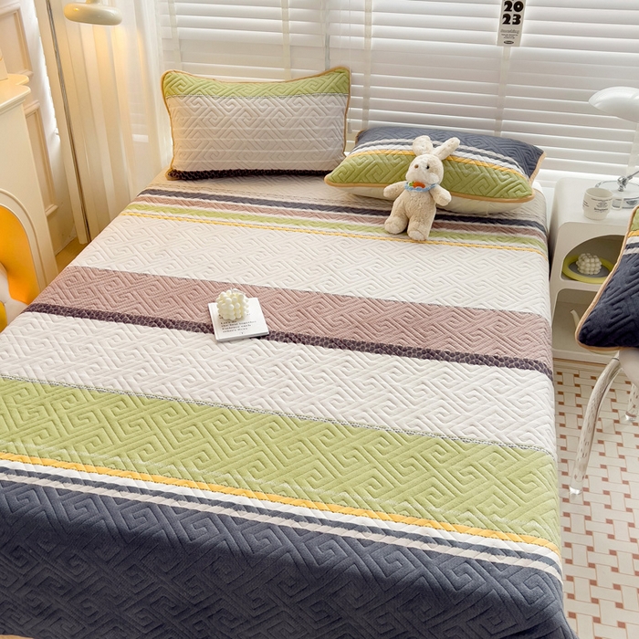 91家纺网 家纺一手货源 找家纺 羽爱 2025新款棉加绒床盖套件 莫兰迪