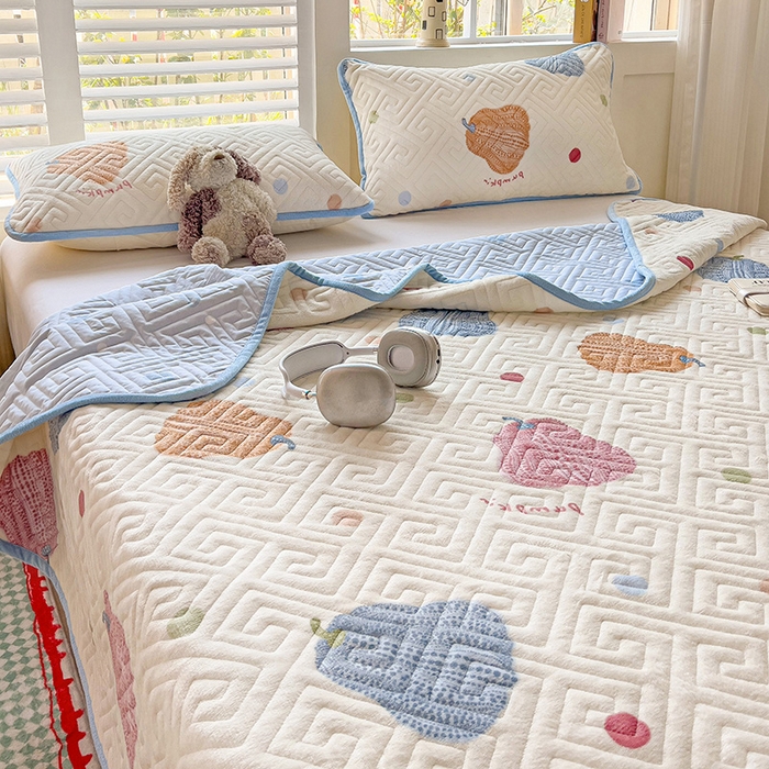 91家纺网 家纺一手货源 找家纺 羽爱 2025新款棉加绒床盖套件 南瓜派