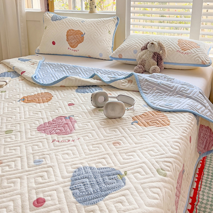 91家纺网 家纺一手货源 找家纺 羽爱 2025新款棉加绒床盖套件 南瓜派