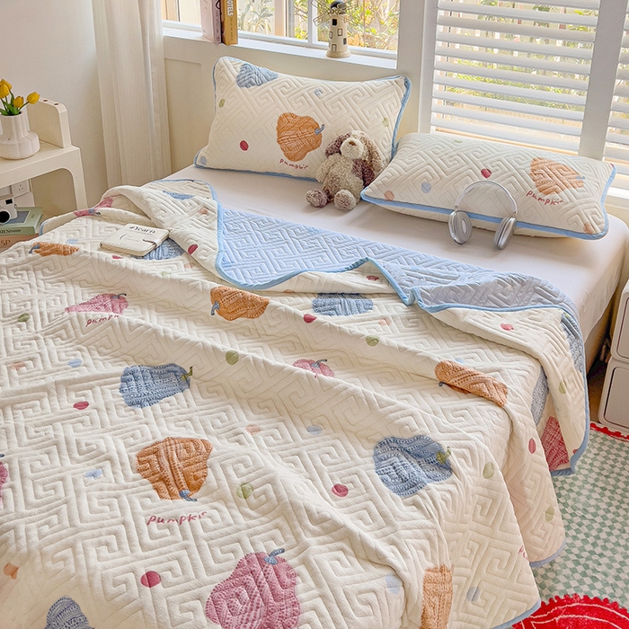 91家纺网 家纺一手货源 找家纺 羽爱 2025新款棉加绒床盖套件 南瓜派