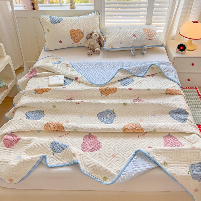 91家纺网 家纺一手货源 找家纺 羽爱 2025新款棉加绒床盖套件 南瓜派