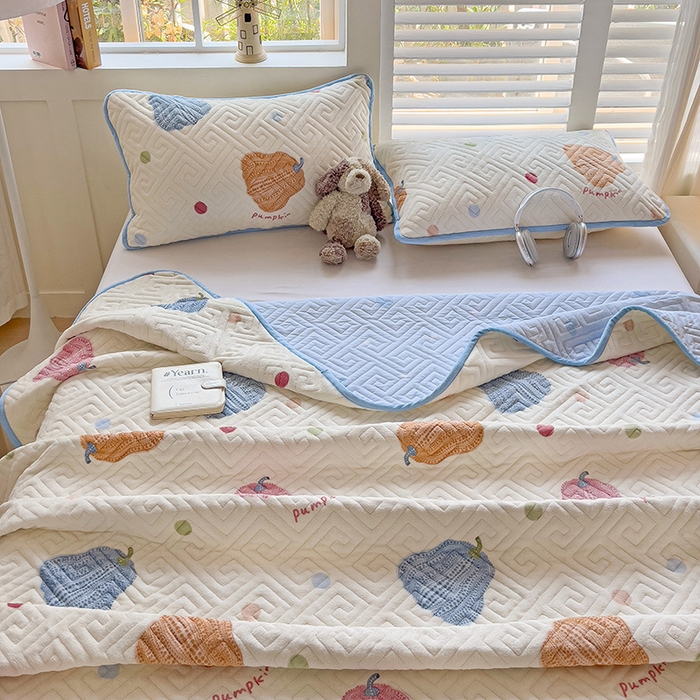 91家纺网 家纺一手货源 找家纺 羽爱 2025新款棉加绒床盖套件 南瓜派