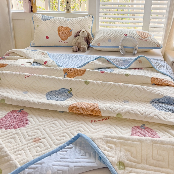 91家纺网 家纺一手货源 找家纺 羽爱 2025新款棉加绒床盖套件 南瓜派