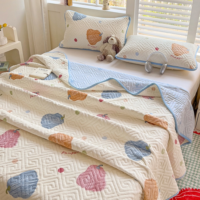 91家纺网 家纺一手货源 找家纺 羽爱 2025新款棉加绒床盖套件 南瓜派