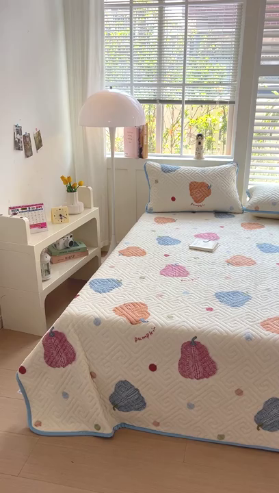 91家纺网 家纺一手货源 找家纺 羽爱 2025新款棉加绒床盖套件 南瓜派