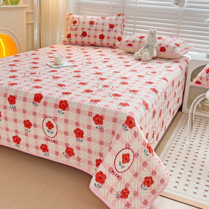 91家纺网 家纺一手货源 找家纺 羽爱 2025新款棉加绒床盖套件 温馨小花