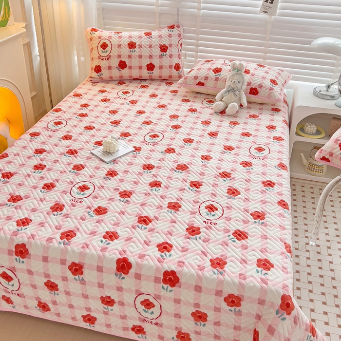 91家纺网 家纺一手货源 找家纺 羽爱 2025新款棉加绒床盖套件 温馨小花