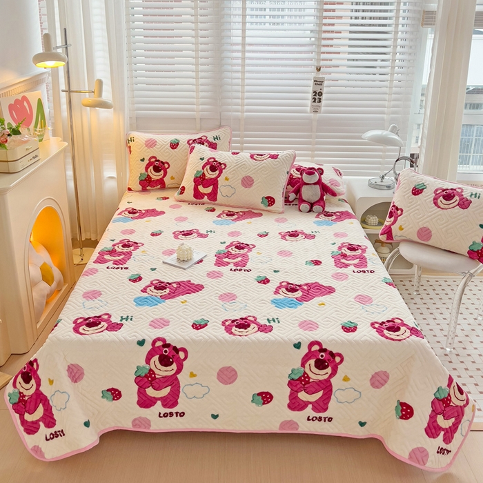 羽爱 2025新款棉加绒床盖套件 熊宝