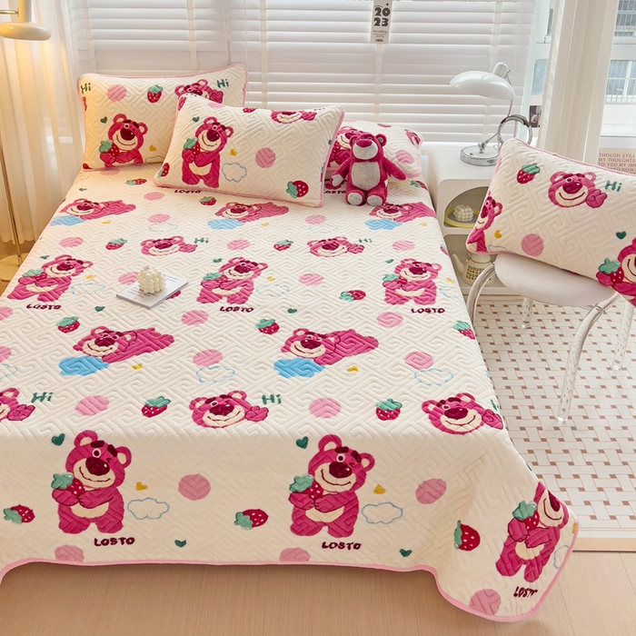 91家纺网 家纺一手货源 找家纺 羽爱 2025新款棉加绒床盖套件 熊宝