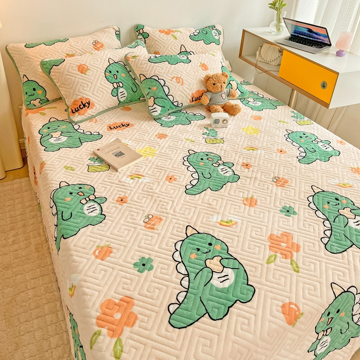 91家纺网 家纺一手货源 找家纺 羽爱 2025新款棉加绒床盖套件 元气恐龙