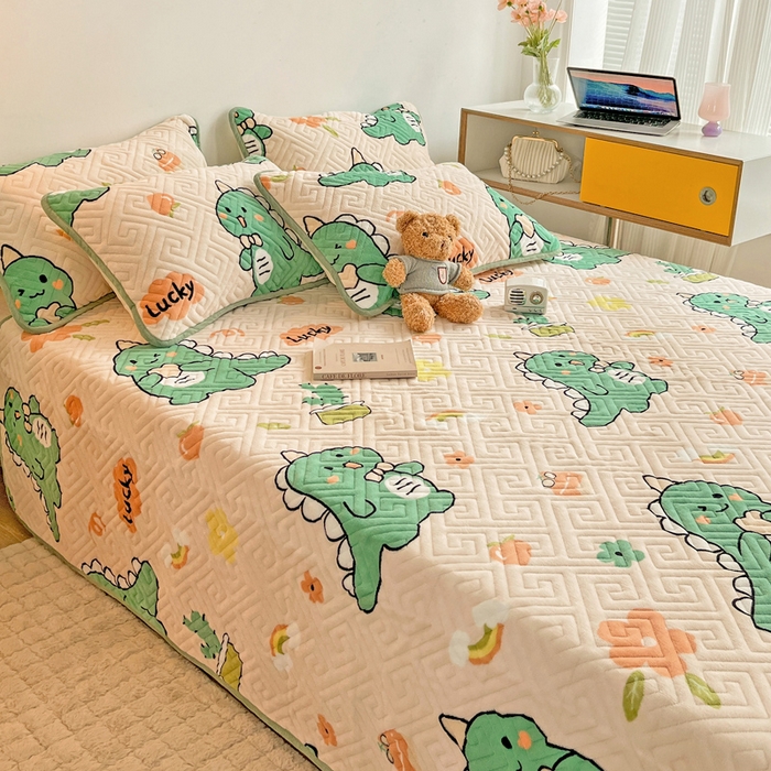 91家纺网 家纺一手货源 找家纺 羽爱 2025新款棉加绒床盖套件 元气恐龙