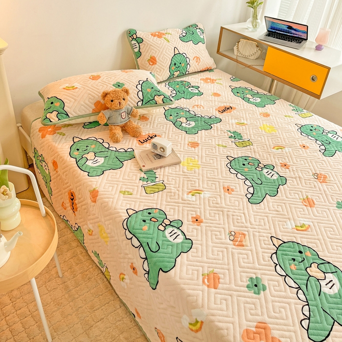 91家纺网 家纺一手货源 找家纺 羽爱 2025新款棉加绒床盖套件 元气恐龙