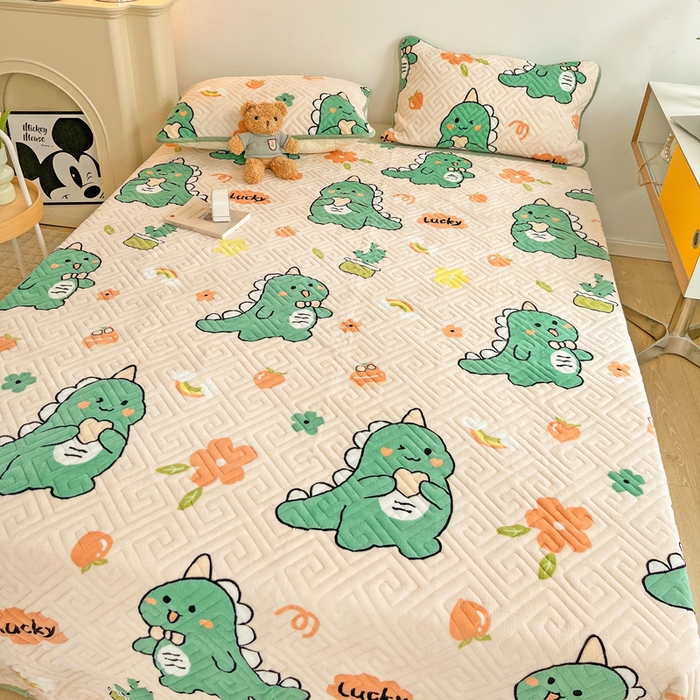 91家纺网 家纺一手货源 找家纺 羽爱 2025新款棉加绒床盖套件 元气恐龙