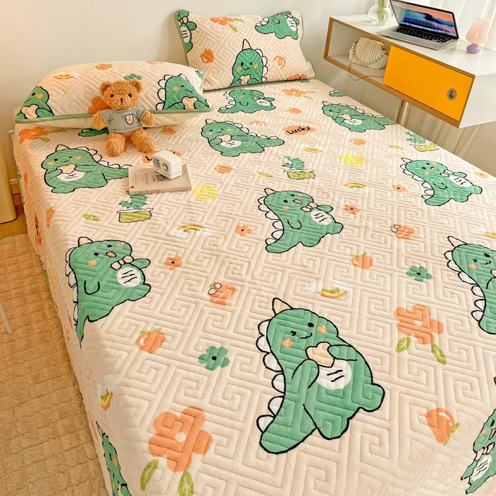 91家纺网 家纺一手货源 找家纺 羽爱 2025新款棉加绒床盖套件 元气恐龙