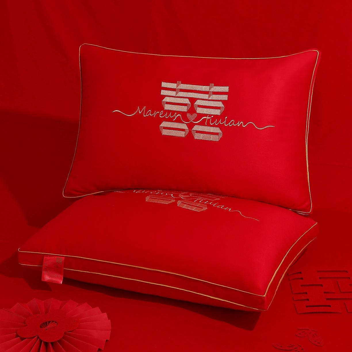 91家纺网 家纺一手货源 找家纺 （总）佳尚枕芯 2025新款婚庆枕大红枕芯结婚专用枕头枕芯