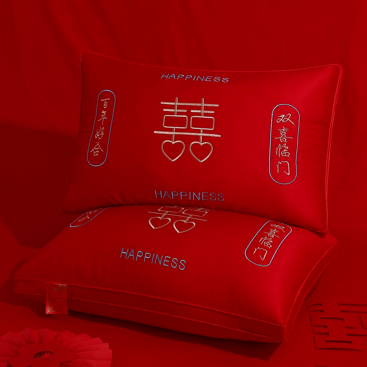 91家纺网 家纺一手货源 找家纺 佳尚枕芯 2025新款婚庆枕大红枕芯结婚专用枕头枕芯 双喜临门