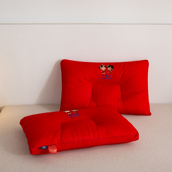 91家纺网 家纺一手货源 找家纺 佳尚枕芯 2025新款全棉纯棉婚庆护颈椎助眠大红色陪嫁家用枕头枕芯 幸福舱