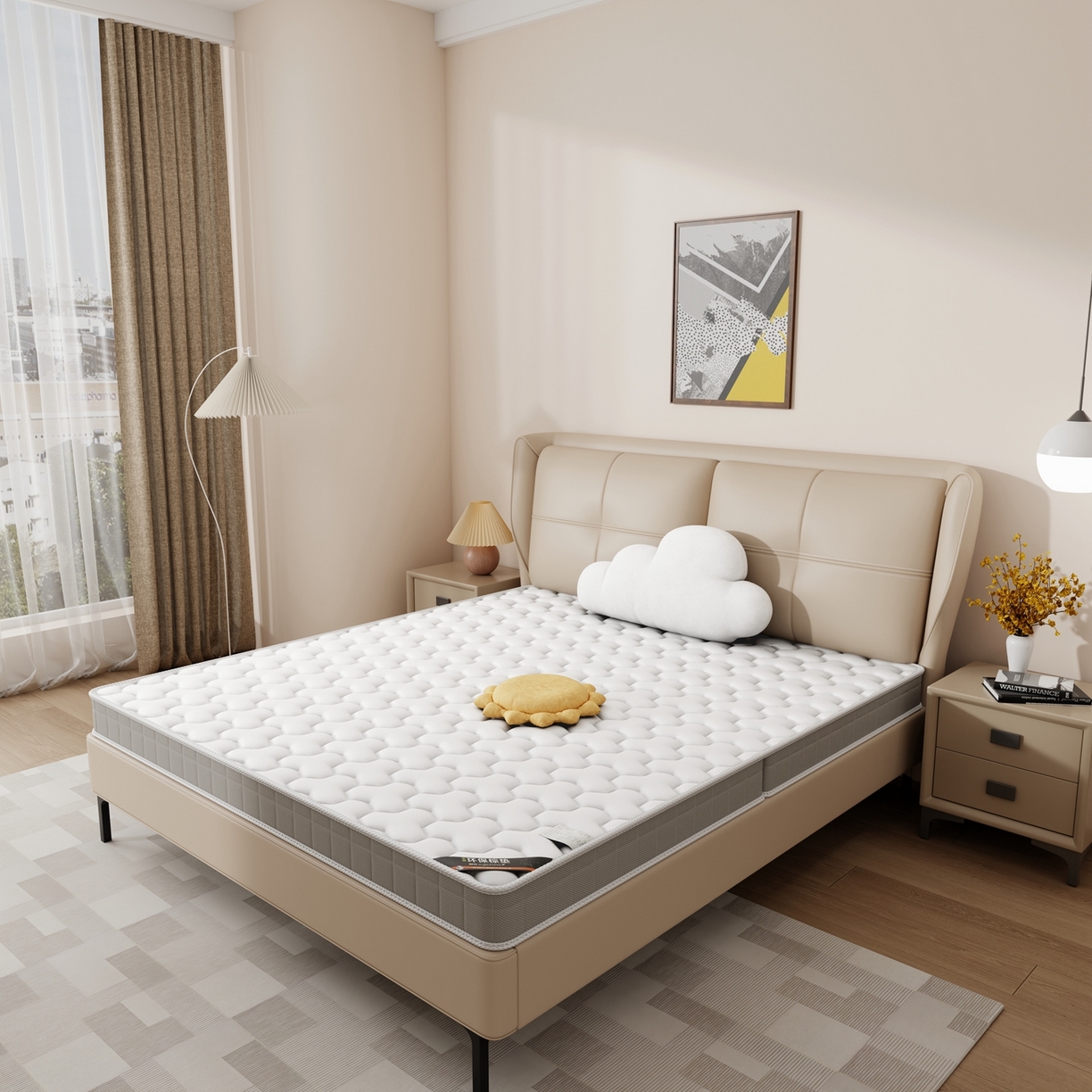 91家纺网 家纺一手货源 找家纺 时奥家纺 2025新款护颈椰棕床垫-Z01 5分棕+1分乳胶(7cm)-黄麻配置