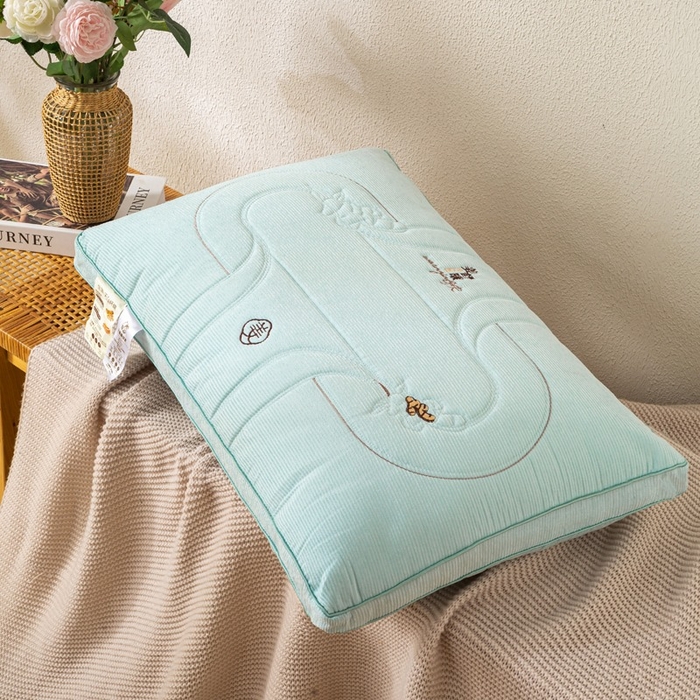 91家纺网 家纺一手货源 找家纺 佳尚枕芯 2025新款姜舒暖立体枕芯枕头 姜舒暖热熔枕-蓝色