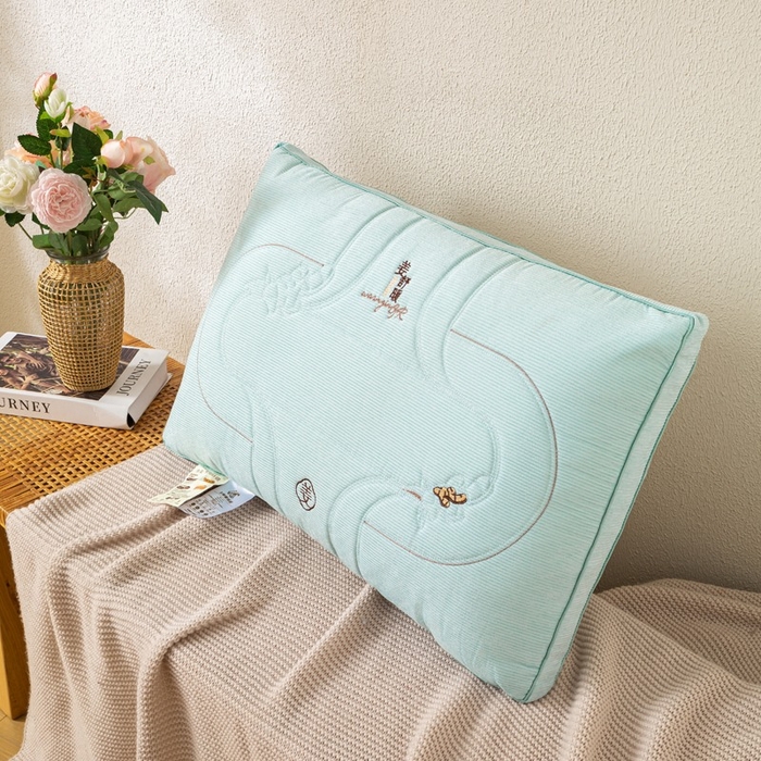 91家纺网 家纺一手货源 找家纺 佳尚枕芯 2025新款姜舒暖立体枕芯枕头 姜舒暖热熔枕-蓝色