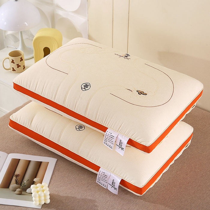 91家纺网 家纺一手货源 找家纺 （总）佳尚枕芯 2025新款姜舒暖雪尼绒立体定型刺绣护颈助眠枕枕头枕芯