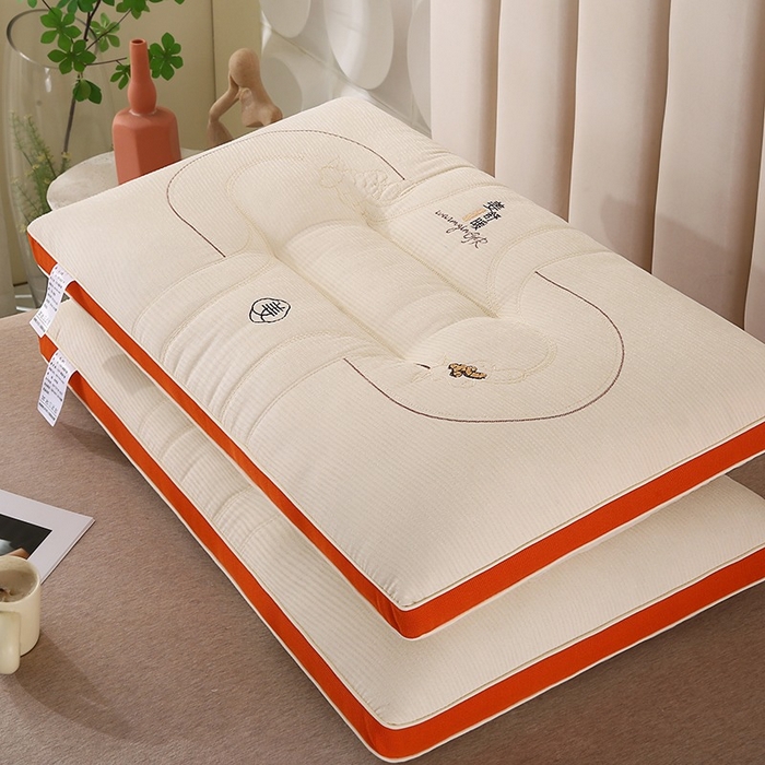 91家纺网 家纺一手货源 找家纺 （总）佳尚枕芯 2025新款姜舒暖雪尼绒立体定型刺绣护颈助眠枕枕头枕芯