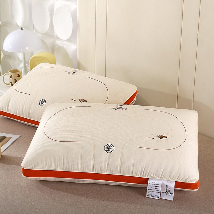 91家纺网 家纺一手货源 找家纺 佳尚枕芯 2025新款姜舒暖雪尼绒立体定型刺绣护颈助眠枕枕头枕芯 姜舒暖-立体白色