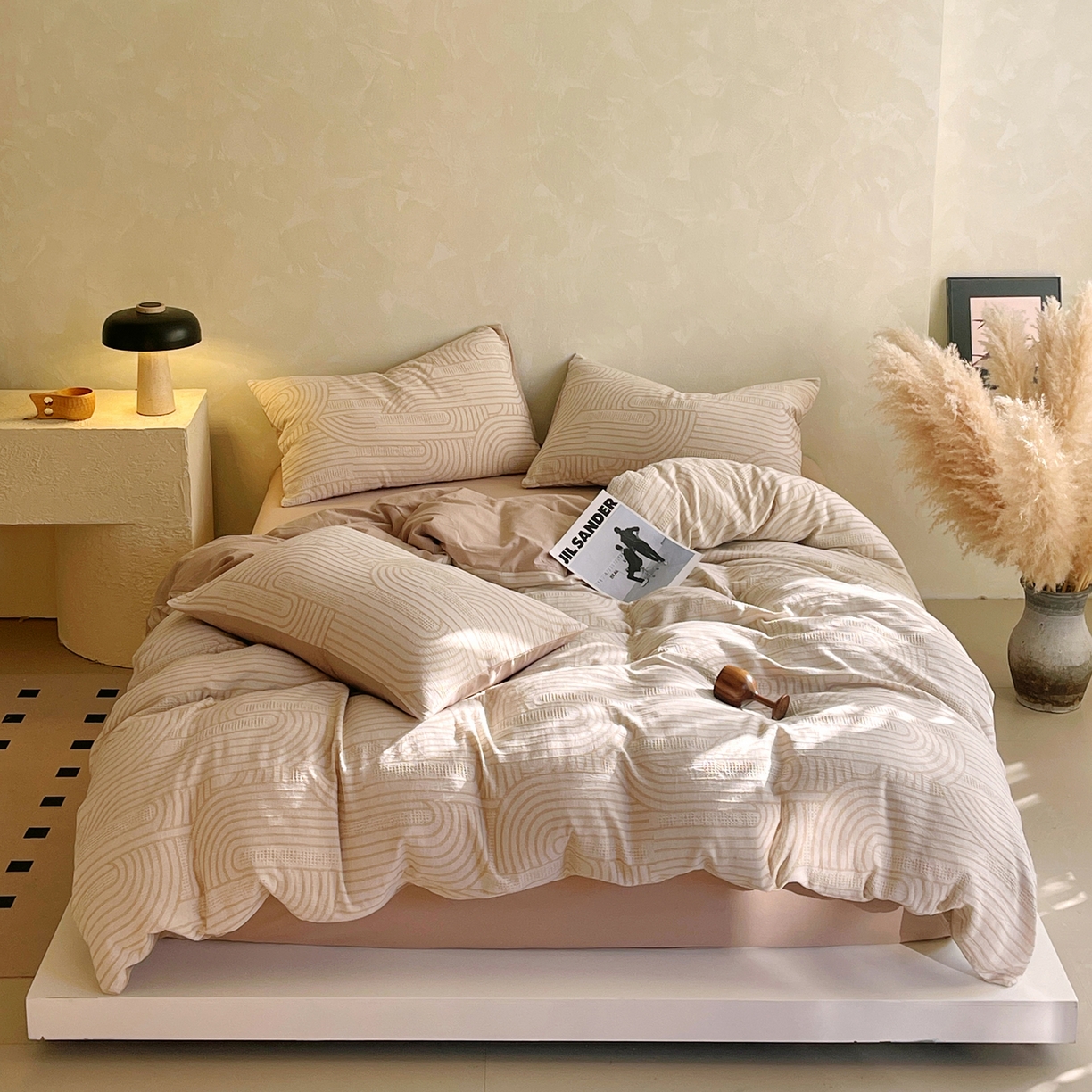 春皖家纺 2026新款A类全棉三层纱AB版简约四件套-风格二 瑞拉-咖